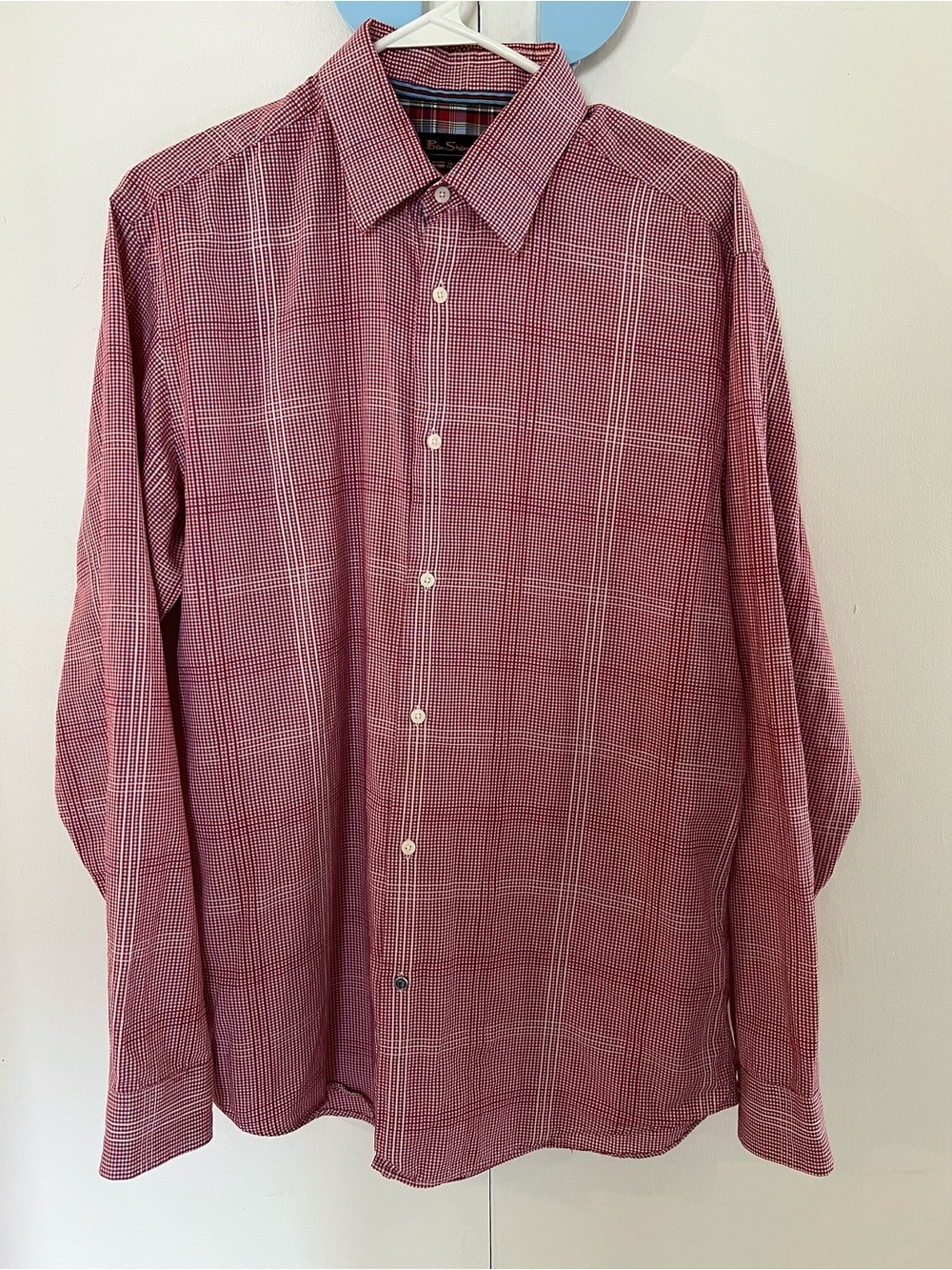 Ben Sherman Men's Red Gingham Plaid Dress Shirt